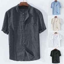 Plus Size Linen Shirt For Men Clothes Summer Shirts Tops Man