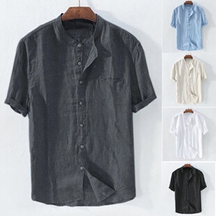 Plus Size Linen Shirt For Men Clothes Summer Shirts Tops Man