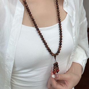 天然沉香108颗念珠项链搭配南红配饰手工精制男女款文玩饰品手链