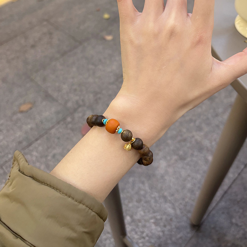 老蜡质感搭配绿松石925纯银手链