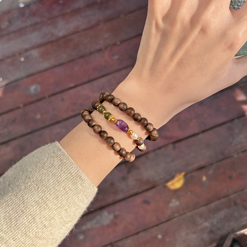 紫水晶珍珠碧玉三圈可做项链