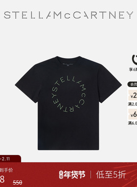 [低至5折]儿童Stella McCartney秋季黑色徽标图案T恤童装