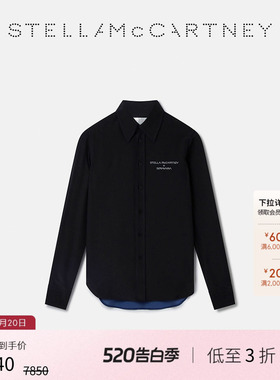 [低至3折]Stella McCartney + 空山基春季黑色双绉真丝衬衫上衣