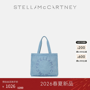 [儿童]Stella McCartney2026春夏新品蓝色徽标刺绣刺绣牛仔托特包