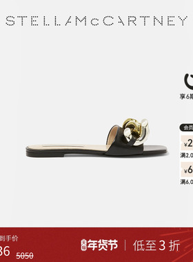 [低至3折]FALABELLA  Stella McCartney链饰黑色平底凉拖凉拖鞋