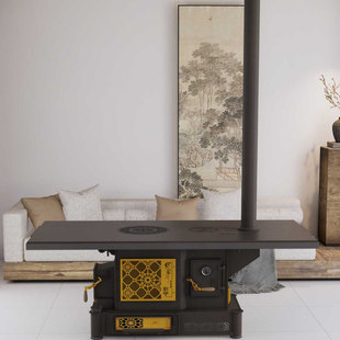 彪彪炉“炽甲”柴火取暖炉家用室内燃木炉具烟囱排烟节能炉子