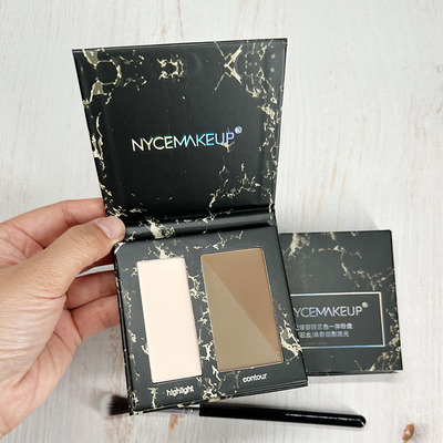 NYCEMAKEUP修容高光一体盘阴影立体鼻侧影哑光提亮修颜粉饼带刷子
