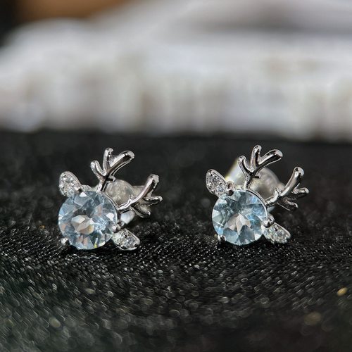 星赞轻奢珠宝925银约0.81克拉天然圆形海蓝宝