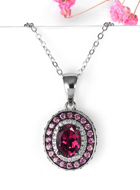 天然镁铝石榴吊坠星赞s925银