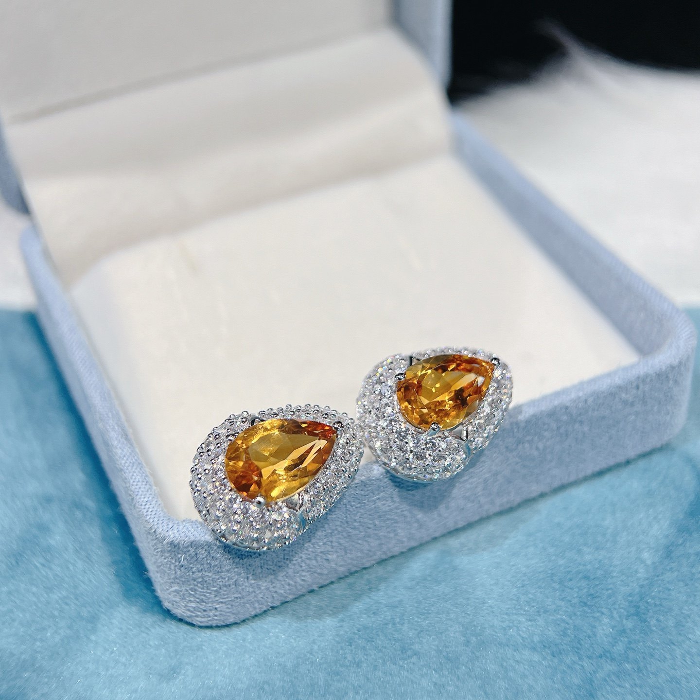 星赞轻奢珠宝925银镶嵌约5.6克拉天然黄水晶水滴切割耳钉高级耳饰,珠宝/钻石/翡翠,耳饰,淘宝优惠券,粉丝福利购,淘宝优惠卷