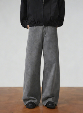 FIRST SENSE 重磅300g扎染印花宽松A字版型灰色休闲牛仔裤男女