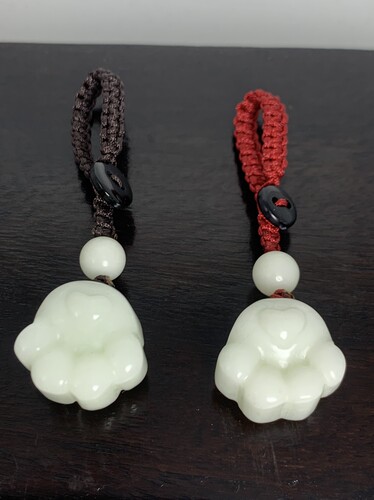 天然蓝田玉猫爪挂件吊坠钥匙扣手机挂件白润细腻油性好精美雕刻