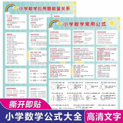 小学生数学大全公式六年级到挂图