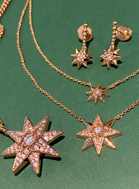 重工显白精致八芒星项链叠搭