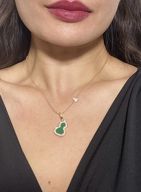 重工国风翡翠绿葫芦如意项链