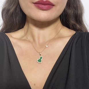 吾爱轻奢新年礼物国风翡翠绿葫芦项链女送妈妈如意转运纯银玫瑰金