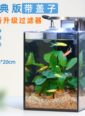 全套超白玻璃鱼缸斗鱼生态缸客厅家用桌面办公室小型造景自循环