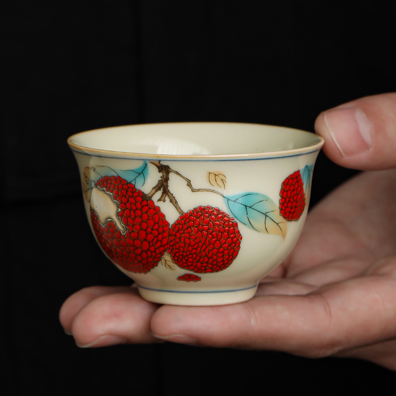 高温釉下彩陶瓷茶杯吉利荔枝