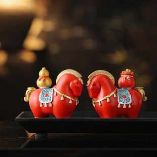 创意礼品马上有钱一对旋转招财茶宠摆件办公室桌面装饰开业乔迁送