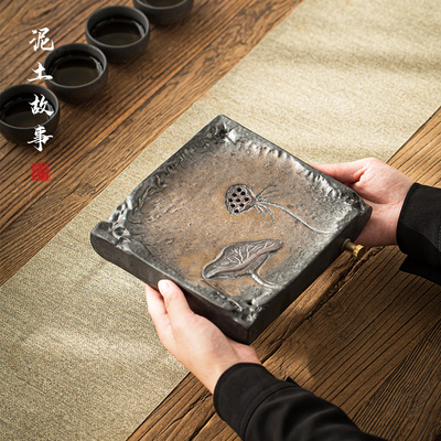 陶瓷手工复古日式茶具鎏金壶承