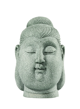 青砂石国潮风佛头摆件