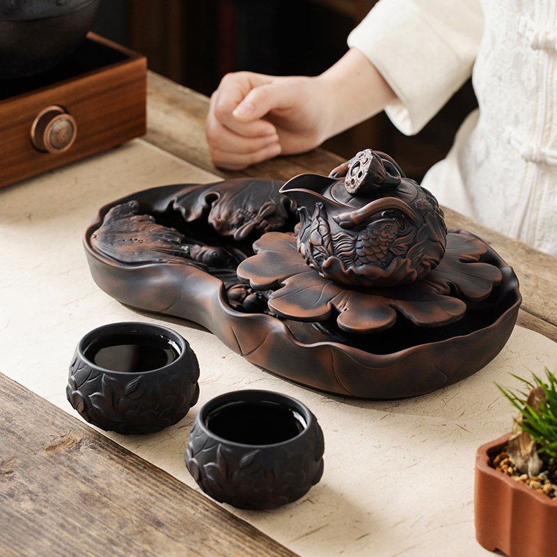 紫陶茶壶泡茶专用大容量不烫手高档年年有鱼手抓壶陶瓷覆古泡茶器,餐饮具,茶壶,淘宝优惠券,粉丝福利购,淘宝优惠卷