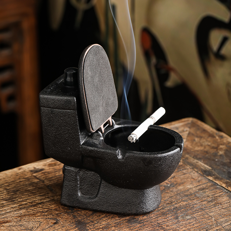 创意陶瓷烟灰缸带盖防飞灰创意可爱搞怪家用客厅桌面个性烟缸摆件