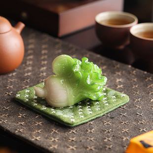 百财纳福茶宠摆件精品可养变色白菜茶台桌面功夫茶具装饰茶玩配件