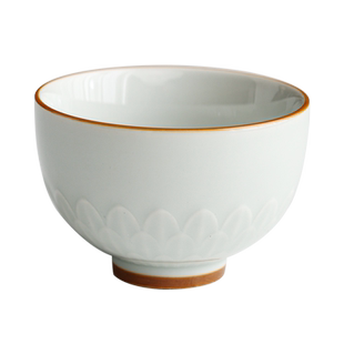 影青莲瓣鸡心杯主人杯陶瓷家用单杯喝茶杯功夫茶具高档定制品茗杯