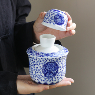 热白酒黄酒烧酒热酒壶中式 青花温酒器套装 青花陶瓷家用温酒壶