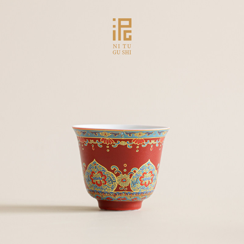 敦煌珐琅彩茶杯主人杯品茗杯中国风功夫茶具陶瓷高档家用喝茶单杯,餐饮具,茶杯,淘宝优惠券,粉丝福利购,淘宝优惠卷