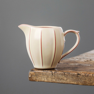 汝窑瓜棱公道杯陶瓷分茶器家用高端定制公杯功夫茶具开片可养茶海