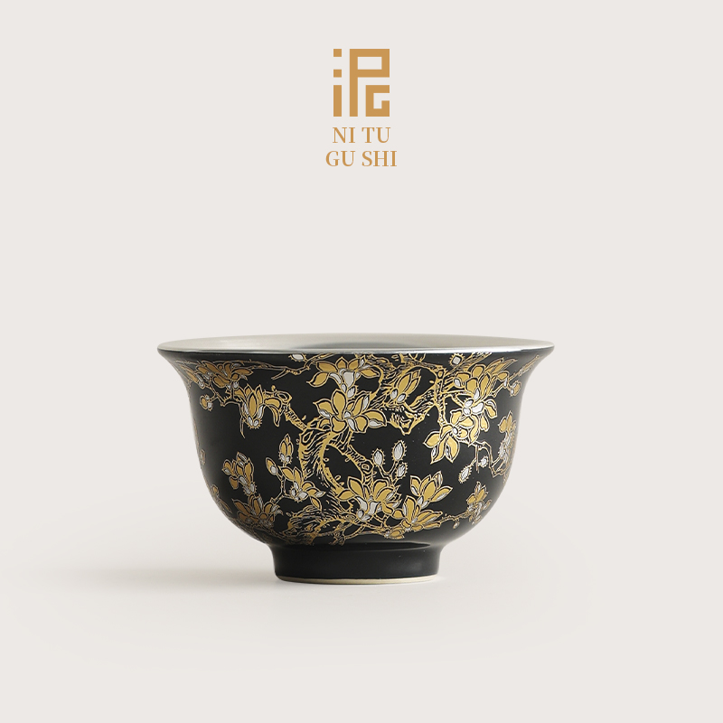 鎏银茶碗杯金枝玉兰主人杯陶瓷