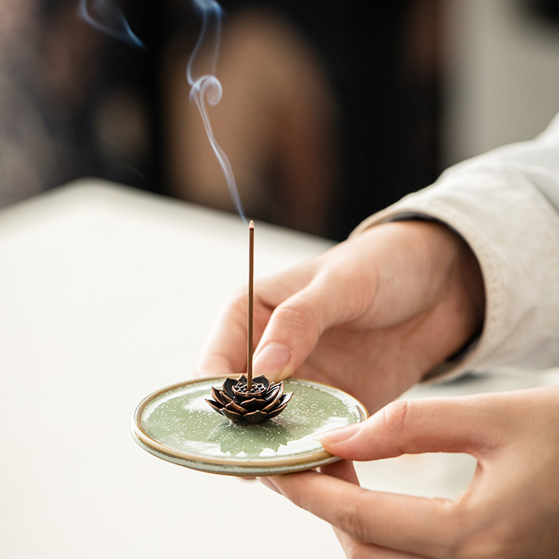 创意室内莲花香插茶道单孔立式炉
