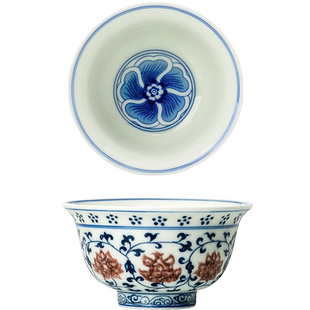 泥土故事主人杯陶瓷手工永乐青花压手杯品茗杯高档专用茶杯礼盒