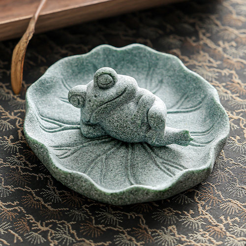 青砂石茶宠逍遥蛙摆件茶桌装饰