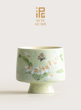 手绘小茶杯主人杯女士茶具高档个人专用精致陶瓷高脚喝茶杯品茗杯