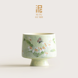 手绘小茶杯主人杯女士茶具高档个人专用精致陶瓷高脚喝茶杯品茗杯