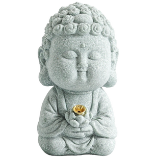 青砂石坐禅小如来香插香座摆件吉祥物中式招财造景茶宠高端装饰品