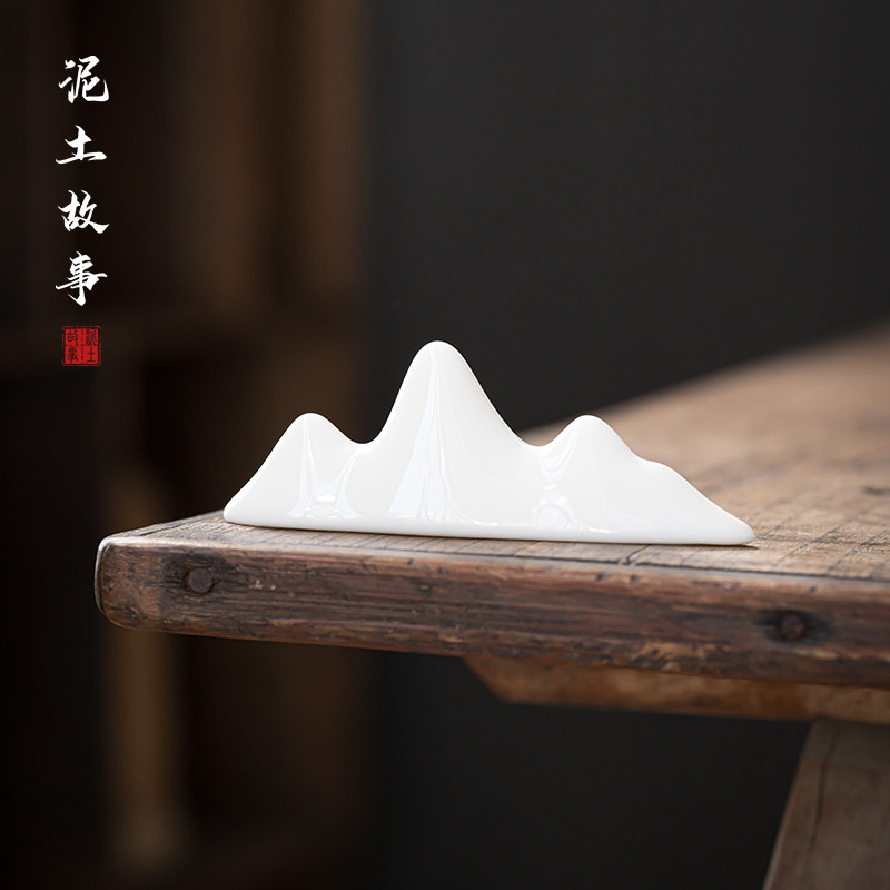 德化白瓷搁置架桌摆茶道茶艺摆件陶瓷茶具配件 茶刀茶夹茶笔架子