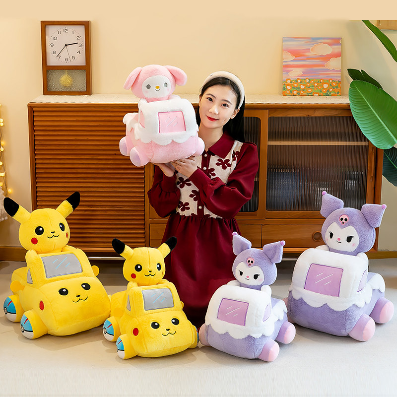 可爱卡通玩偶开小汽车毛绒玩具库若米公仔男女孩生日礼物敞篷小跑