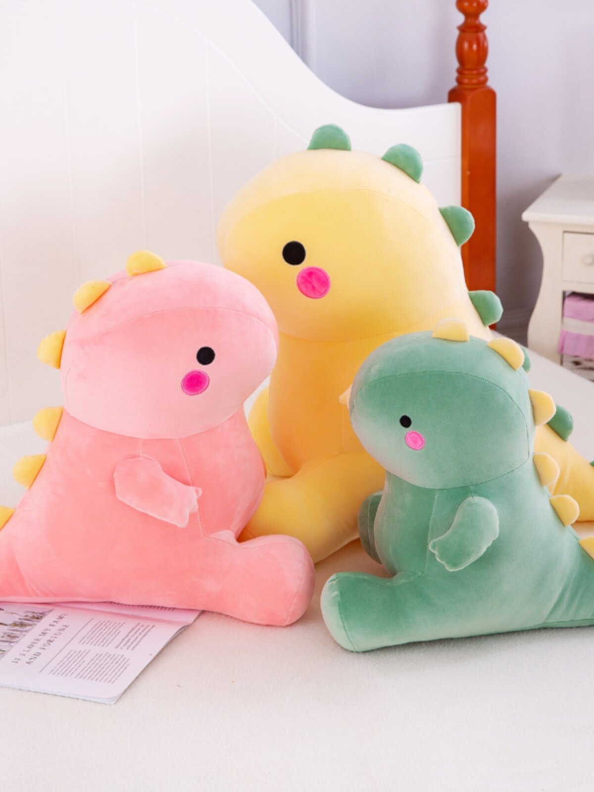 귀여운 INS 인형 플러시 장난감 녹색 공룡 인형 헝겊 인형 잠자는 베개 어린이 생일 선물 소년