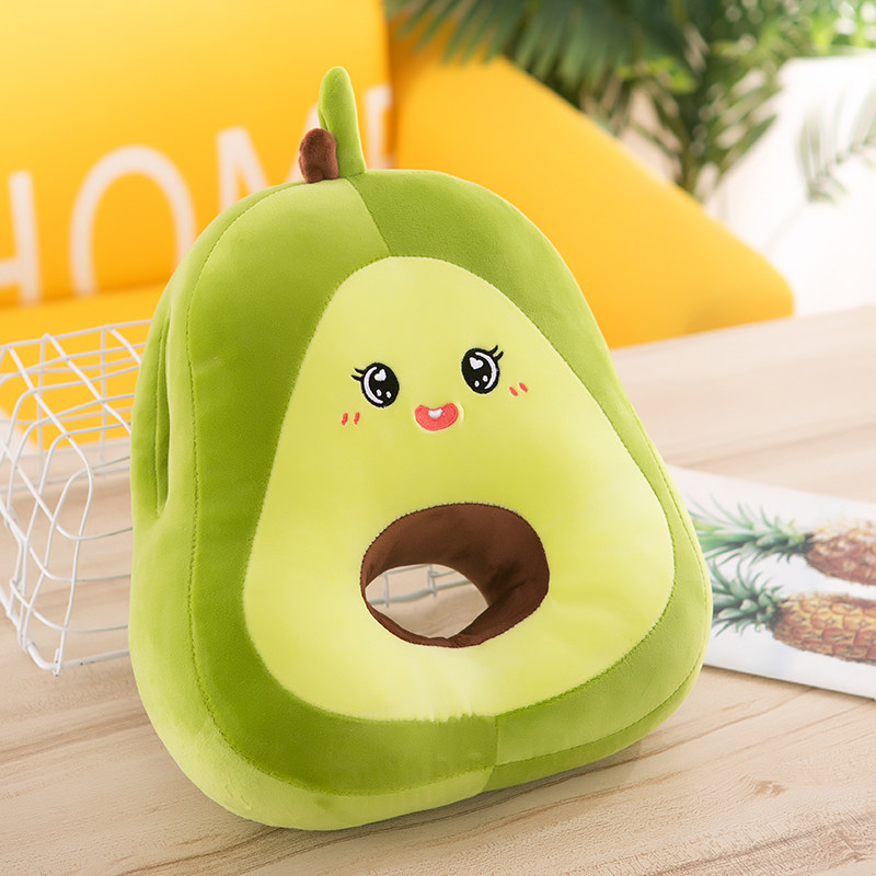 可爱暖手抱枕女生睡觉玩偶学生午休趴枕毛绒玩具牛油果公仔儿童女