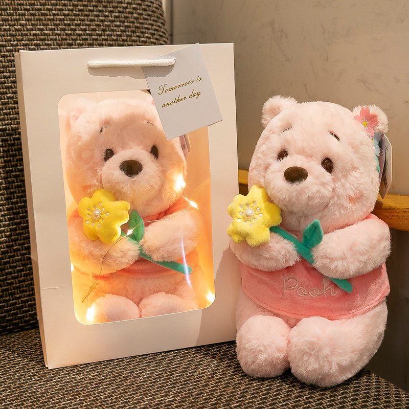 可爱粉色维尼熊公仔玩偶小熊毛绒玩具少女心布娃娃儿童生日礼物萌