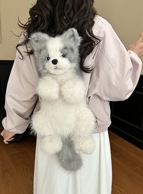 正版高档仿真毛绒狗狗背包玩偶小猫可爱双肩包高颜值生日礼物女孩
