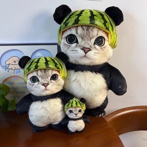 搞怪西瓜熊喵喵玩偶仿真熊猫公仔