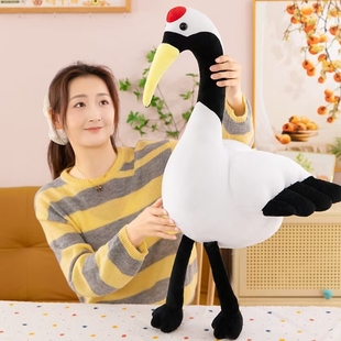 仿真毛绒丹顶鹤公仔天鹅布娃娃送儿童男女孩生日礼物睡觉抱枕摆件