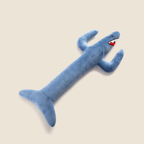 沙雕鲨鱼叉子毛绒玩具抱枕搞怪