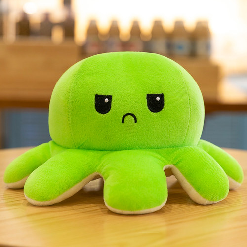 绿色翻面章鱼公仔情绪双面翻转