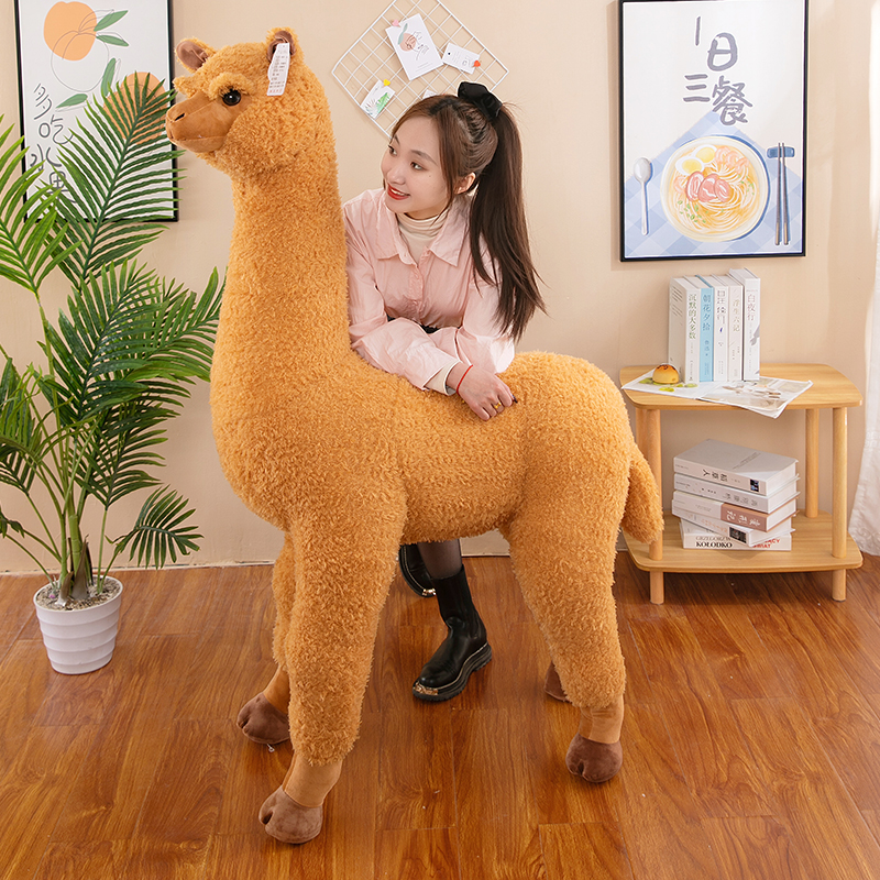 仿真棕色羊驼公仔玩偶可爱小羊